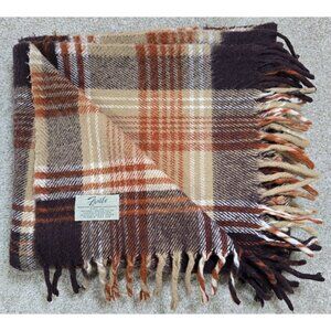 Plaid Wool Throw Blanket - Brown and Tan